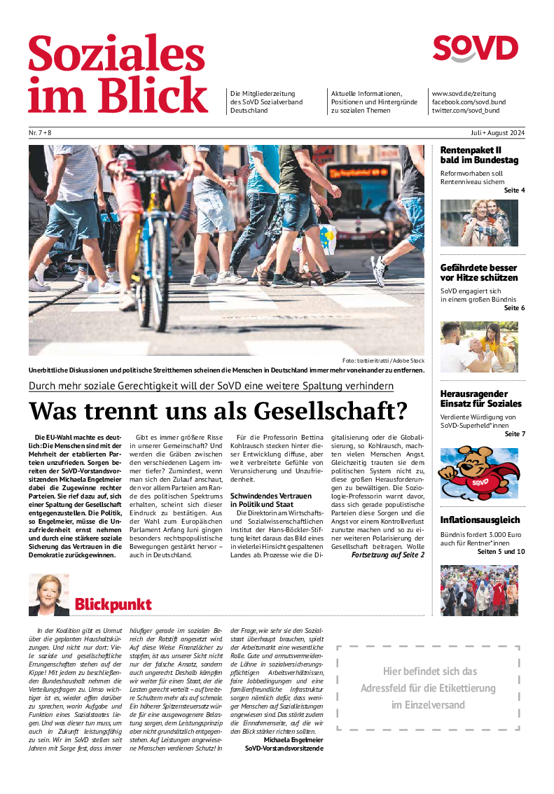 SoVD-Zeitung 07+08/2024 (Mitteldeutschland, Mecklenburg-Vorpommern)
